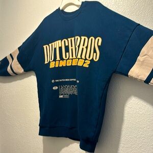Dutch Bros Navy w/Gold Oversized Crewneck Sweatshirt Since 1992 MEDIUM DB